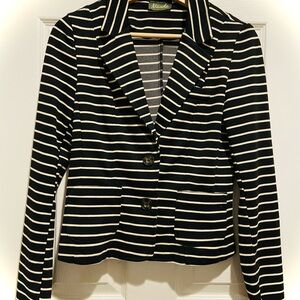 Maude Black and White Striped Ponte Blazer